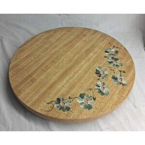 Vintage 80s Lazy Susan 14" Diameter Floral Formica Spice Wheel